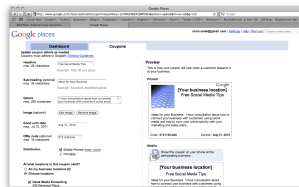 Celek Media Consulting Google Places business coupon example from the Google local business center free tools.
