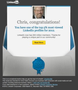 Chris Celek Linkedin profile